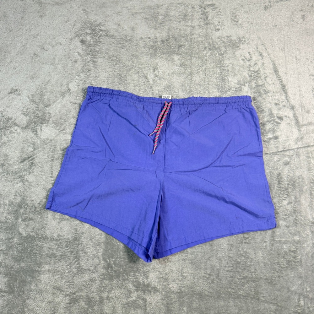 Vintage Gitano Mens Medium Swim Trunks Purple Nylon Board Shorts Drawstring 90s